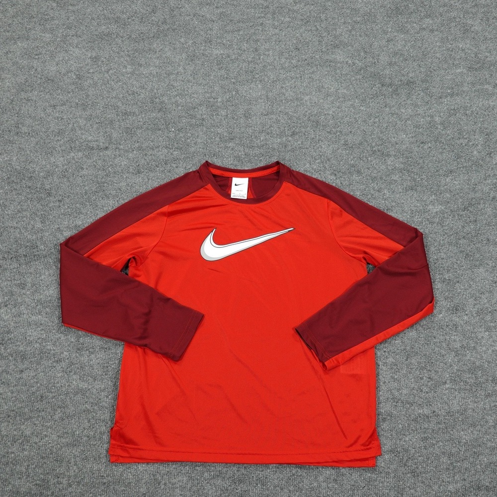Nike Shirt Boys Large Red Long Sleeve Dri-FIT Athletic Jersey Crew Lightweight